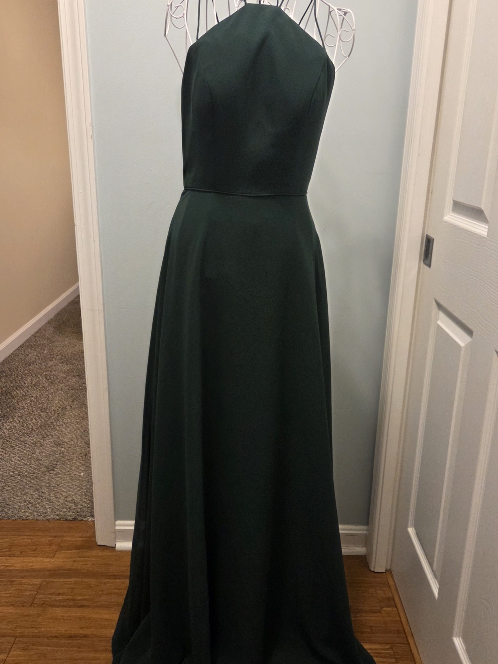 Special Occasion Holiday Ready Christina Wu Forest Green Halter Maxi Gown
